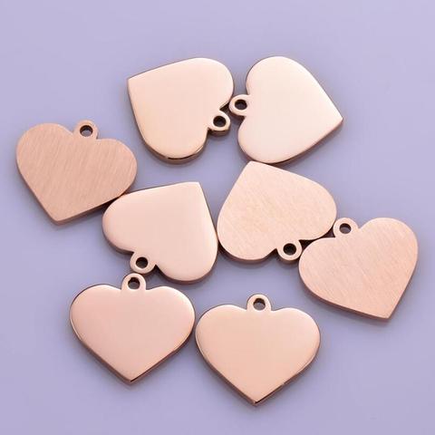 Breloques en forme de cœur en acier inoxydable, 15mm, étiquettes vierges à faire soi-même, pendentif pour collier, accessoires de bijoux, breloque pour animaux de compagnie, 3 couleurs, 10 pièces, vente en gros ► Photo 1/5