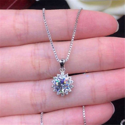 Tournesol Lab moissanite diamant pendentif réel 925 en argent Sterling breloque fête de mariage pendentifs collier pour les femmes bijoux de mariée ► Photo 1/5