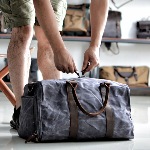 MUCHUAN – sac de voyage en toile pour hommes, sac à main de grande capacité, sacoche de fitness rétro, sac de voyage pour courtes distances ► Photo 1/5