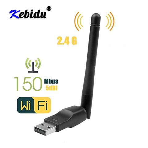 Kebidu-carte réseau Wi-fi sans fil USB 2.0 150M 802.11 b/go/n LAN, adaptateur avec antenne rotative, pour PC portable et Mini Dongle ► Photo 1/6