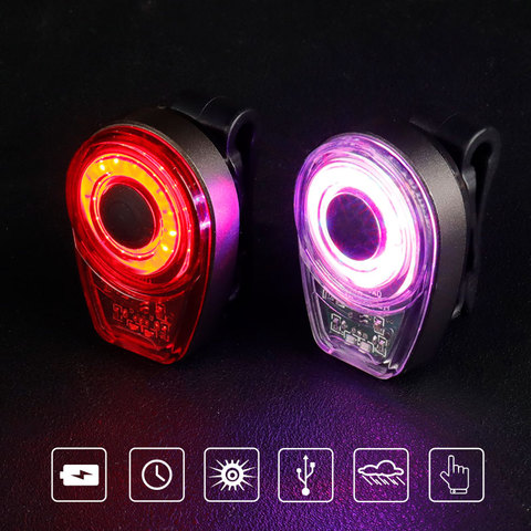 Vélo feu arrière vélo siège poste lampe d'avertissement visuelle USB Rechargeable cyclisme vtt rond arrière arrière lanterne de sécurité COB LED ► Photo 1/6