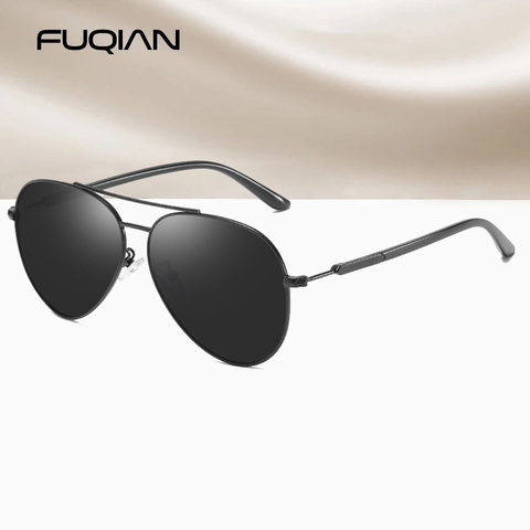 FUQIAN – lunettes de soleil polarisées pour homme et femme, accessoire de mode en métal, pilote, Ultra léger, TR90, UV400, nouvelle collection 2022 ► Photo 1/1