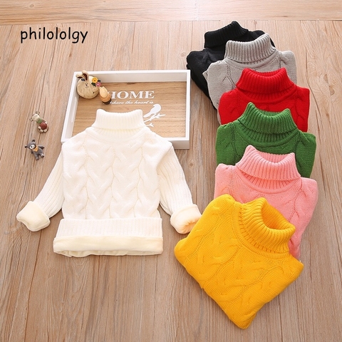 PHILOLOGY, chemises à col roulé épais et tricoté, pour garçons, filles et enfants, pull à col roulé, couleur pure, en peluche ► Photo 1/6