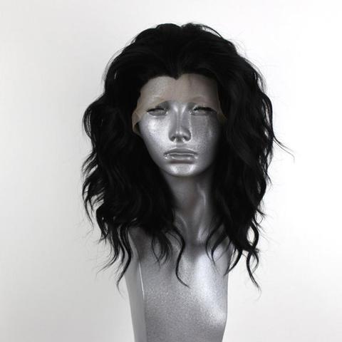 Websterwig-perruque Bob Lace Front Wig synthétique avec raie latérale et bouclée, coiffure courte noire en Fiber résistante à la chaleur pour femmes ► Photo 1/4