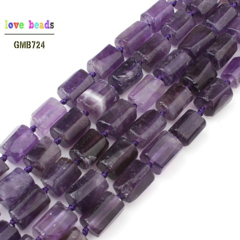 Améthystes cylindriques, 8x11mm, fabrication de bijoux, Bracelets pour femme pouces, Diy, 7.5 pouces ► Photo 1/6