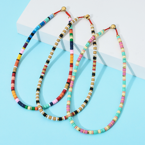 ZMZY-Collier arc-en-ciel pour femmes, Boho Tila, Collier ras du cou avec perles, Collier à breloque de mode, livraison directe ► Photo 1/6