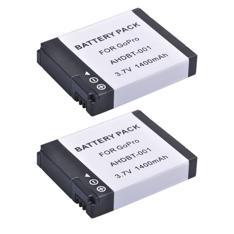 2x1400mAh AHDBT-001 AHDBT-002 AHDBT 001 002 batterie pour GoPro HD Hero 1 2 Hero1 Hero2 Motorsports Surf extérieur 960 1080p édition ► Photo 1/6