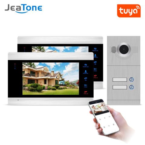 Tuya-visiophone connecté à l'application Smart Life, wi-fi, interphone vidéo multi-appartements, caméra 1200TVL, touche tactile pour 2 appartements ► Photo 1/1