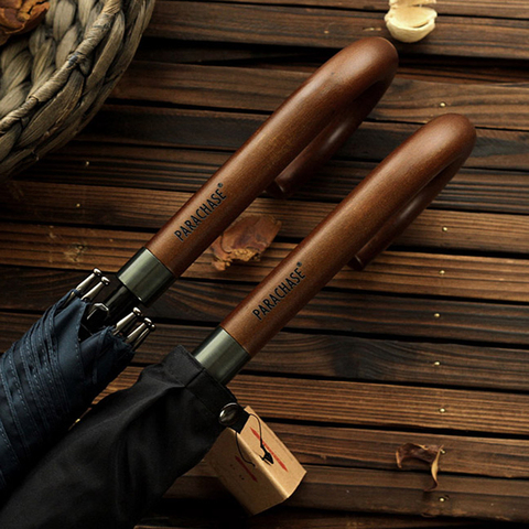 Nouvelle Arrivée Japonais Marque À Long Parapluie 8 k Coupe-Vent En Bois Poignée Grand Hommes Parapluies Pluie Qualité Classique D'affaires Paraguas ► Photo 1/6