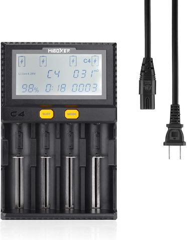 Chargeur de batterie intelligent Miboxer C4 LCD pour Li-ion IMR ICR LiFePO4 18650 14500 26650 21700 piles AAA 100-800mAh 1.5A décharge ► Photo 1/6