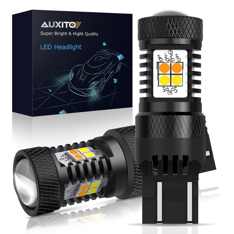 AUXITO 2 pièces T20 W21/5W 7443 LED T25 3157 P27W LED Canbus pas de commutation Hyper Flash blanc ambre double couleur DRL clignotant ► Photo 1/6