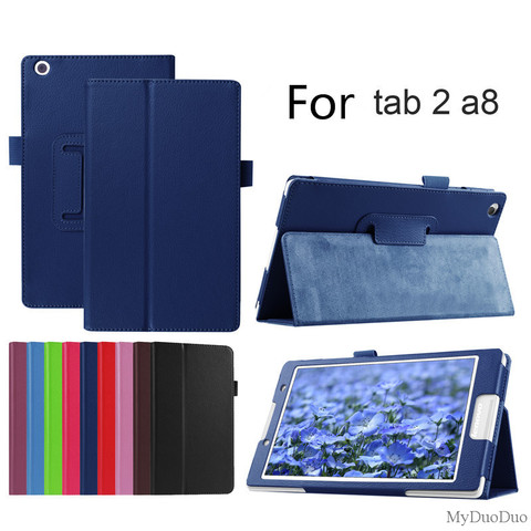 Litchi-coque en cuir PU pour Lenovo Tab2 A8, coque de protection pour tablette, 8 pouces + film, pour Lenovo Tab 2 A8-50, A8-50F, A8-50LC ► Photo 1/6