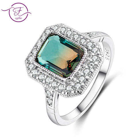 Bague à bijoux rectangulaire en Zircon, bague de mariage multicolore, cadeau d'anniversaire pour dames nuptiales, AAAAA, 8x10MM ► Photo 1/6