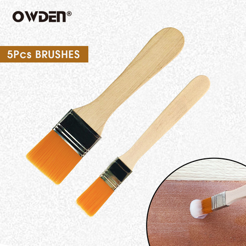 OWDEN 5 pièces en Nylon colle brosse manche en bois peinture à l'huile multi-fonctionnelle en cuir outil ► Photo 1/5