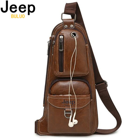 JEEP BULUO – sacoches en cuir pour hommes, sac à bandoulière de marque célèbre, sac de poitrine à la mode décontracté 6196 ► Photo 1/6