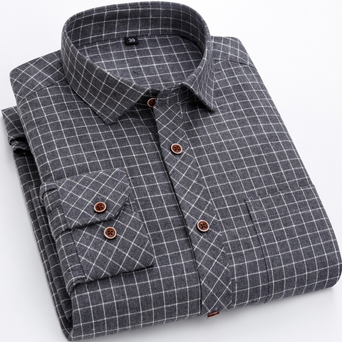 Chemise à carreaux à manches longues pour Homme, poche simple avec Patch, confortable, à la mode, Chemise Standard, rayée, collection chemises décontractées ► Photo 1/6