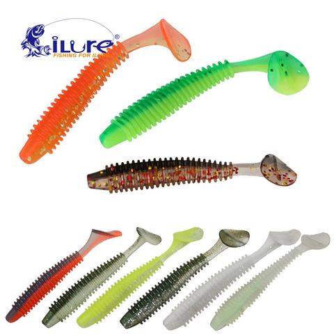 ILure 10 pièces 75mm 2.7g Artificielle Pêche Douce Leurre Swimbait Queue Grub Leurres Ver Moggot Leurres Appâts De Pêche Accessoires Pesca ► Photo 1/6