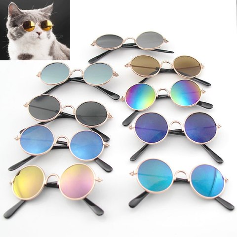 Produits pour animaux de compagnie belle Vintage ronde chat lunettes de soleil réflexion lunettes pour petit chien chat animaux Photos accessoires ► Photo 1/6