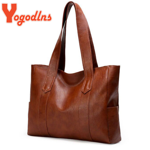 Yogodlns hiver nouveau sac fourre-tout pour sac à bandoulière en cuir synthétique polyuréthane pour femmes grande capacité sac à main Vintage gaufrage dame poignée sac pochette ► Photo 1/6