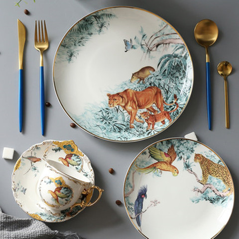 Assiette d'animaux Dessert, assiettes en céramique d'Equateur, os porcelaine, assiette de collation à fruits, vaisselle pour la maison décoration, livraison gratuite ► Photo 1/6