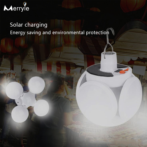 Lampe solaire extérieure Rechargeable, 2 pièces, prise E27, éclairage d'intérieur pour tente, Camping, chambre à coucher, jardin ► Photo 1/6