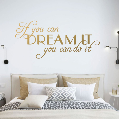 Grandes citations motivant Phrases de rêve autocollant mural accessoires de décoration de la maison si vous pouvez le rêver vous pouvez le faire autocollants en vinyle ► Photo 1/6