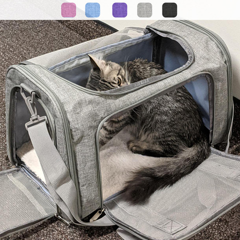 Sac de Transport pour chien sac à dos pour chien latéral souple chat transporteurs pour animaux de compagnie sacs de voyage pour chien Transport approuvé par la compagnie aérienne pour les petits chiens chats ► Photo 1/6