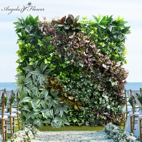 Plantes artificielles mur plastique vert herbe mur panneau Balcon faux fleur gazon pelouse tapis hôtel boutique toile de fond décor à la maison mariage ► Photo 1/6