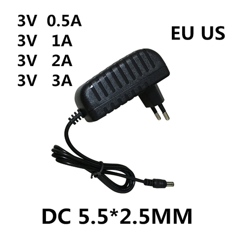 Adaptateur AC / DC 3V, 0,5a, 1A, 2A, 3A AC, 100-240V, convertisseur d'alimentation 5 volts, 1000MA, chargeur, prise ue US, 1 pièce ► Photo 1/4