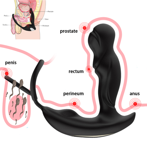 Vibromasseur de Massage de la Prostate pour homme, Plug Anal en Silicone, étanche, stimulateur des fesses, retarde l'éjaculation, anneau jouet ► Photo 1/6