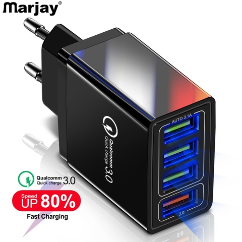 Chargeur rapide USB 48W 3.0 4.0 Port chargeur rapide mural pour iPhone Samsung Xiaomi Huawei chargeur de téléphone portable adaptateur ue royaume-uni ► Photo 1/6