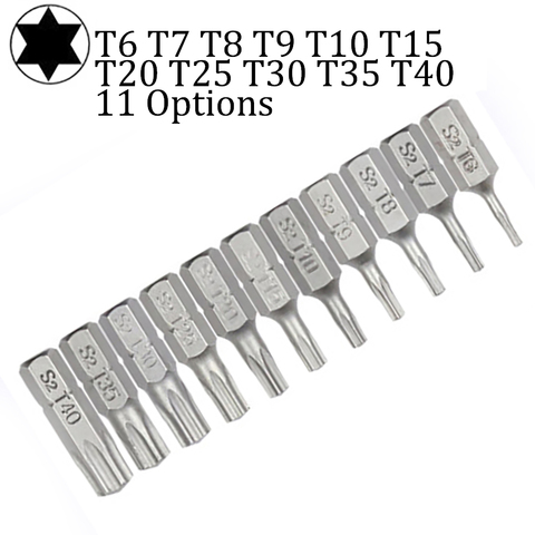 Jeu d'embouts de tournevis Torx à tige hexagonale 1/4, 10 pièces, T6 T7 T8 T10 T15 T20 T25 T30 T35 T40, outils manuels pour la maison ► Photo 1/6