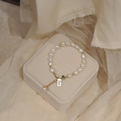 Bracelet de perles d'eau douce pour les femmes élégant lumière luxe irrégulier perle main chaîne cadeau pour petite amie bijoux en gros ► Photo 1/6