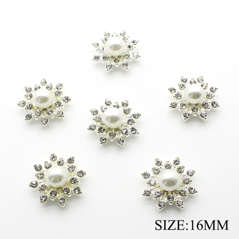 10 pièces/lot 16MM alliage perle boutons strass boutons pour vêtements Snap plat dos tissu boutons pour mariage cheveux cravate décorative ► Photo 1/3