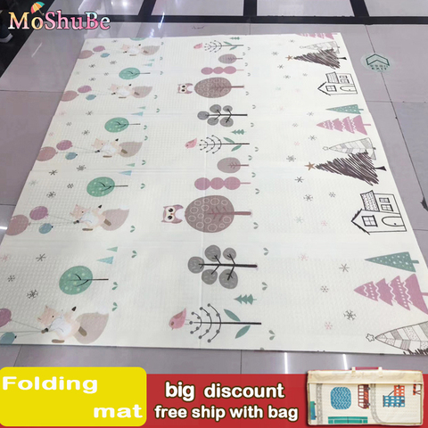 200*150*0.5cm réversible bébé tapis de jeu dessin animé Double face ramper tapis XPE pliable imperméable Portable doux plancher tout-petits ► Photo 1/6