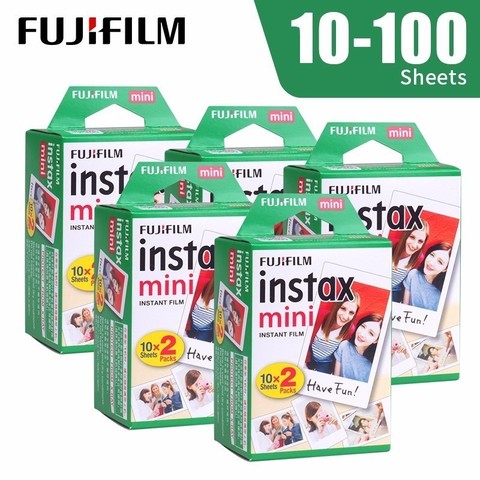 Fujifilm Instax Mini 9 Film bord blanc 10 20 40 60 100 feuilles/paquets papier Photo pour appareil Photo instantané Fuji 8/7s/11/25/50/90/sp-2 ► Photo 1/6