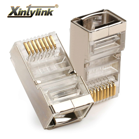 Xintylink – connecteur de câble ethernet rj45 mâle, connecteur réseau lan cat5e 8p8c, rg rj 45 stp blindé rg45 cat 5 cat5, 50 pièces, 100 pièces ► Photo 1/6