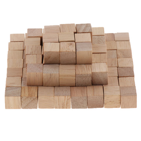 100 pièces Cubes en bois Cubes carrés non finis blocs de bois pour la fabrication de mathématiques artisanat bricolage projets cadeau ► Photo 1/6