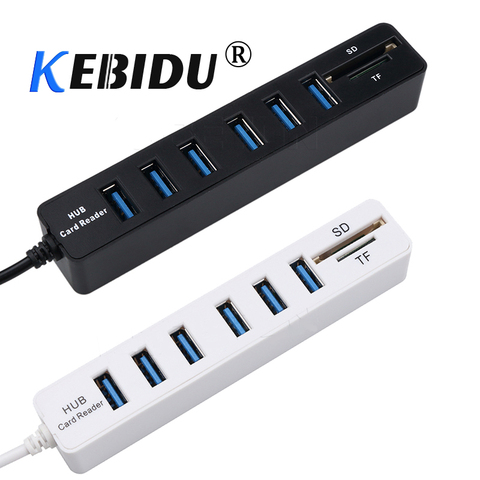 Kebidu – Hub à 6 Ports USB Combo 3 Ports Multi USB 2.0, séparateur Hub lecteur de Micro cartes SD/TF haute vitesse pour PC, accessoires d'ordinateur ► Photo 1/6