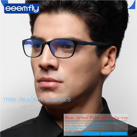 Seemfly – lunettes de lecture Anti-fatigue pour hommes, verres Anti-rayons bleus, pour presbytie, avec + 1.5 + 2.0 + 2.5 + 3.0 + 3.5 + 4.0 ► Photo 1/6