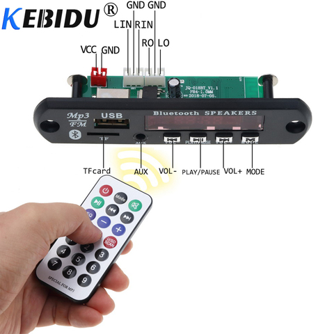 KEBIDU – carte décodeur MP3 WMA pour voiture, Module Audio de musique, sans fil, USB, Bluetooth, lecteur Radio FM Aux, pour haut-parleur, 5V 12V ► Photo 1/6