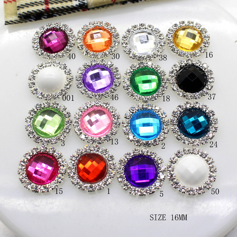 ZMASEY prix de vente 10 pièces/lot 16MM strass boutons acrylique diamant bouton Invitation gail cheveux nœud papillon fleur accessoire ► Photo 1/6