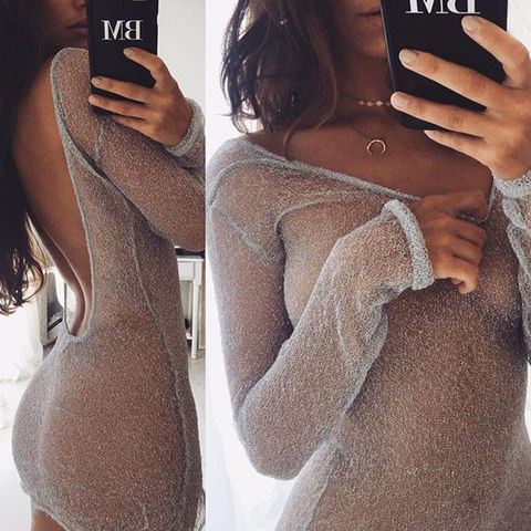 Femmes Sexy moulante haut en maille pure Mini robe 2022 haute qualité robe sexy femmes robes robe femme elbise ► Photo 1/6