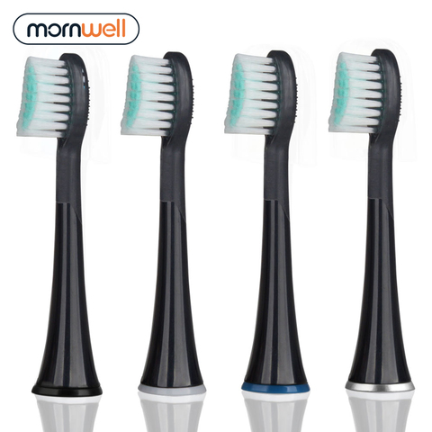 Mornwell – têtes de brosse à dents de rechange caoutchoutées noires, avec capuchons, pour Mornwell D01B, 4 pièces ► Photo 1/6