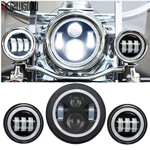 Phares antibrouillard pour motos, moteur de 7 pouces, phare LED, 4.5 pouces, Electra slide Softail, Fat Boy Touring ► Photo 1/6