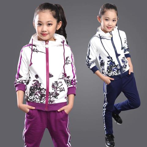 Vêtements Set vêtements de filles Veste Floral Zipper sweat à capuche enfants Pantalon survêtements pour enfant Pour Les Filles ensembles de vêtements Costume de Sport 2022 Printemps ► Photo 1/6