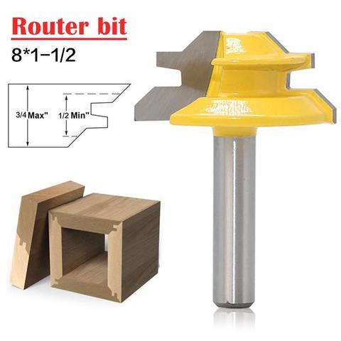 Menuisier Serrure À Onglets mèche de toupie 45 Degré Largeur 8*1-1/2 Bois foret 8mm Tige Tenon Cutter Boiseries fraises ► Photo 1/6