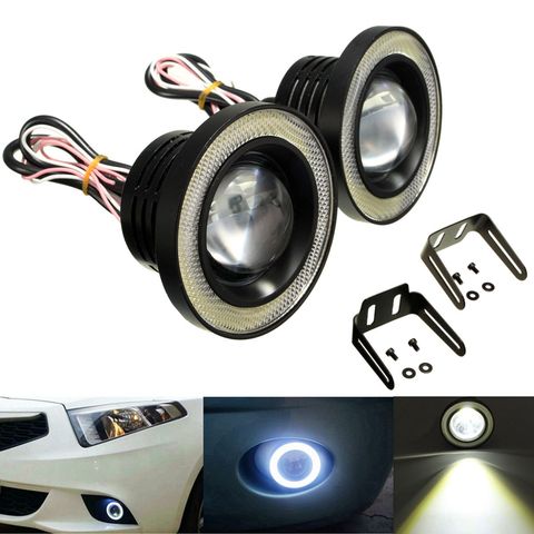 3.5/2.5 pouces 89/64mm paire universelle voiture COB ange yeux antibrouillard Led voiture phare lampe DRL universel diurne lumière ► Photo 1/6