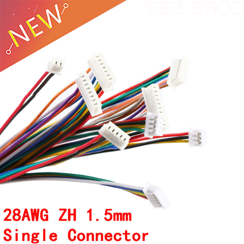 Connecteur de câble électronique ZH 1.5, 5 pièces, 1.5mm, 2/3/4/5/6/7/8/9/10 broches, connecteur unique, 10cm de long ► Photo 1/4