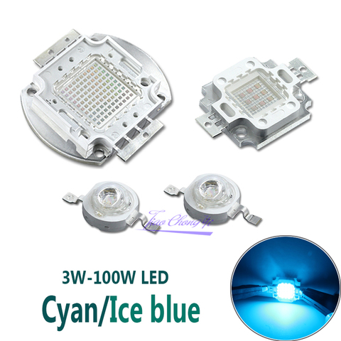 Ampoule LED haute puissance Cyan 490nm, puce 480nm 3W 5W 10W 20W 30W 50W 100W 480nm 490 nm, bleu glacé, bricolage ► Photo 1/6